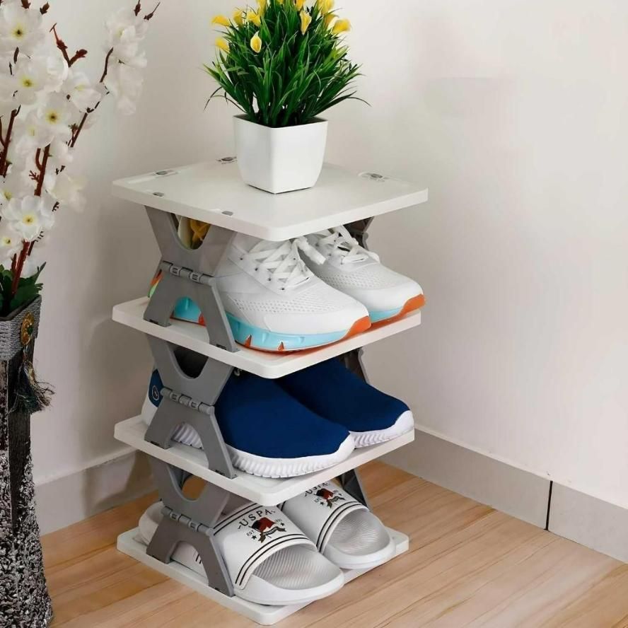 4 Layer Foldable Shoe Rack Organizer – Space Saving Storage Stand