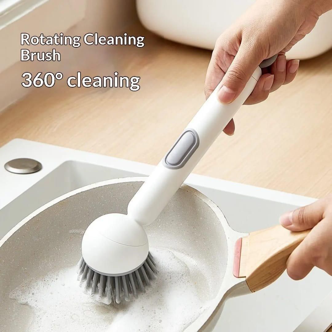 360° Scrubber Wand with Liquid Dispenser – Powerful Kitchen Cleaning Brush