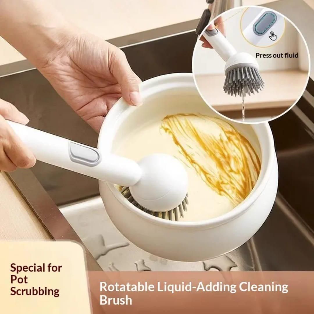 360° Scrubber Wand with Liquid Dispenser – Powerful Kitchen Cleaning Brush